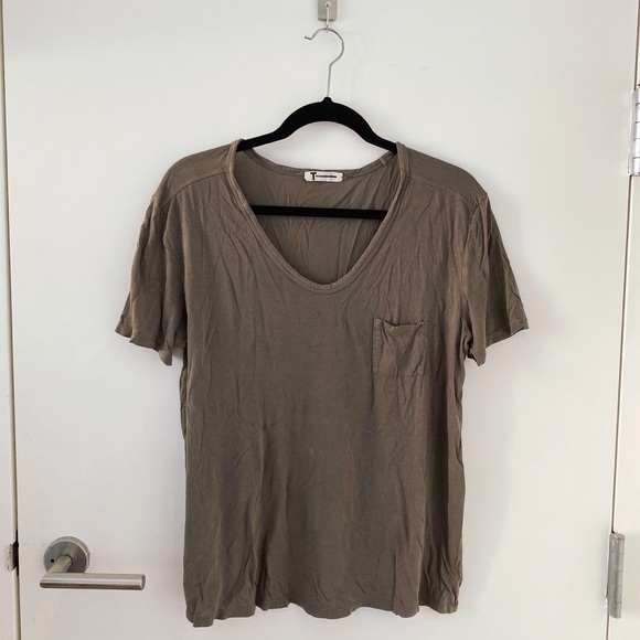 T by Alexander Wang Tops - T BY ALEXANDER WANG | Khaki V Neck T